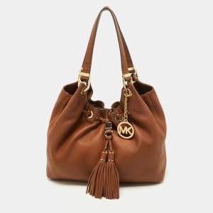 مملوكة مسبقًا MICHAEL Michael Kors Brown Leather Camden Drawstring Hobo