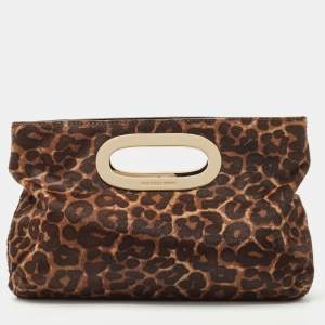 MICHAEL Michael Kors Brown/Black Leopard Print Calf Hair Berkley Clutch