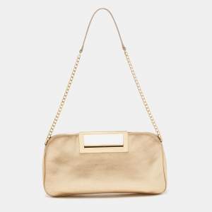 MICHAEL Michael Kors Metallic Gold Leather Berkley Chain Clutch