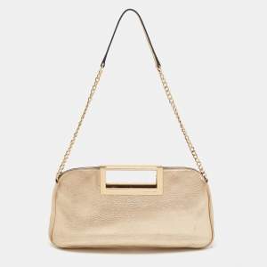MICHAEL Michael Kors Metallic Gold Leather Berkley Chain Clutch
