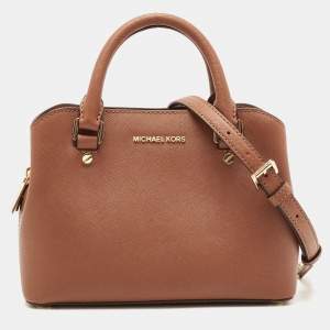 Pre Owned MICHAEL  Michael Kors Brown Saffiano Leather Small Savannah Satchel