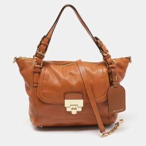 Pre Owned MICHAEL Michael Kors Brown Leather Deneuve Satchel