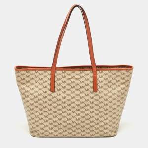 مملوكة مسبقًا MICHAEL Michael Kors Orange/Beige Signature Emery Tote