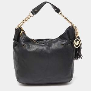 مملوكة مسبقًا MICHAEL Michael Kors Black Leather Chain Hobo