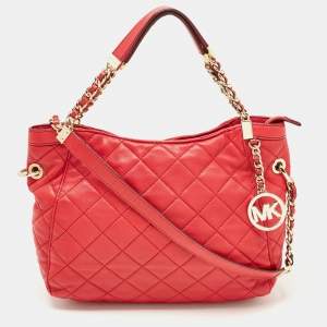 MICHAEL Michael Kors Red Quilted Leather Charm Hobo