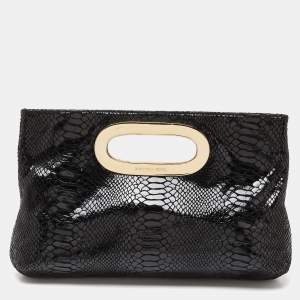 MICHAEL Michael Kors Black Python Effect Leather Berkley Clutch