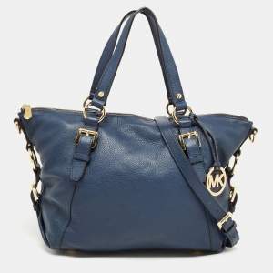 MICHAEL Michael Kors Navy Blue Pebbled Leather Tristan Satchel
