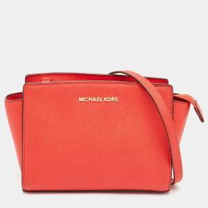 MICHAEL Michael Kors Red Saffiano Leather Medium Selma Crossbody Bag