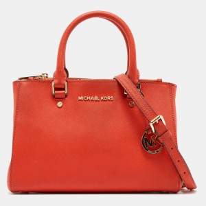 Michael Michael Kors Red Leather Small Sutton Tote