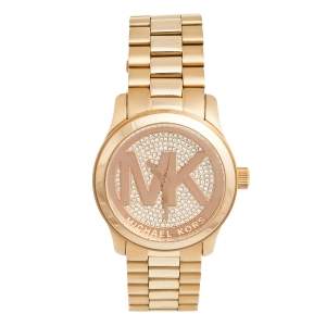 Michael Kors Champagne Rose Gold Plated Stainless Steel Runway MK-5661 Women's Wristwatch 45 mm