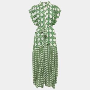 Misa Green Bamboo Print Crepe Maxi Dress XS