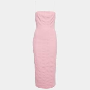 Misha Pink Crepe Sleeveless Midi Dress S