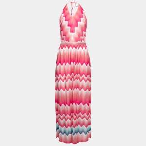 Missoni Mare Pink Patterned Knit Halter Neck Jumpsuit M