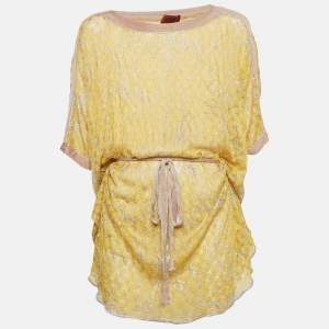 Missoni Mare Yellow Floral Print Knit Cover-Up Mini Dress S