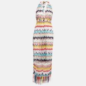 Missoni Mare Multicolor Chevron Knit Halter Neck Jumpsuit Cover-Up Dress M