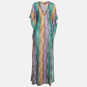 Missoni Mare Multicolor Chevron Pattern Lurex Knit Cover-Up Maxi Dress M