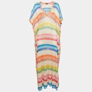 Missoni Mare Multicolor Chevron Knit Cover-Up Maxi Kaftan Dress M