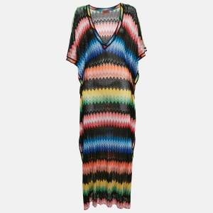 Missoni Mare Multicolor Chevron Knit Cover-Up Maxi Kaftan Dress S