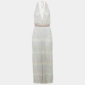 Missoni Mare White Lurex Patterned Knit Halter Neck Jumpsuit S