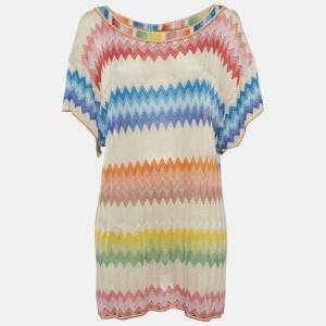 Pre Owned Missoni Mare Multicolor Zig-Zag Knit Cover-Up Dress S