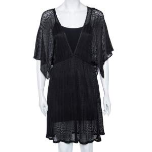 Missoni Mare Black Knit V-Neck Cover-Up Mini Dress L