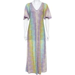 Missoni Mare Multicolored Lurex Knit V-Neck Maxi Dress M