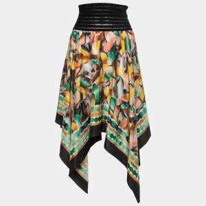 Missoni Mare Multicolor Printed Silk Handkerchief Hem Skirt M
