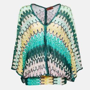 Missoni Mare Green Patterned Crochet Knit Mini Cover Up Dress M