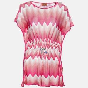 Missoni Mare Pink Zig Zag Patterned Knit Tie Detail Top M