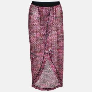 Missoni Mare Pink Knit Faux Wrap Asymmetric Skirt M