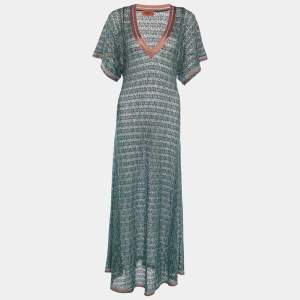Missoni Mare Multicolor Lurex Knit Sheer Maxi Dress M