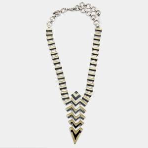 Missoni Enamel Silver Tone Geometric Shaped Long Necklace