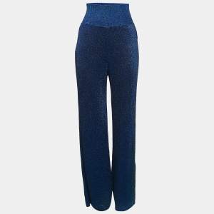Missoni Blue Lurex Knit Wide-Leg Trousers M