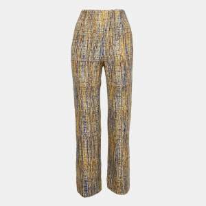 Missoni Yellow/Blue Patterned Wool Straight Leg Pants M