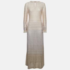Pre Owned Missoni Pink Sequin Knit Long Dress M