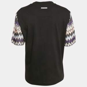 Missoni Black Zigzag Raschel Sleeve Jersey T-Shirt L