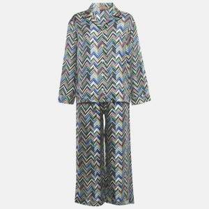 مملوكة مسبقًا Missoni Multicolor Zig -Zag Silk Pajama Set M