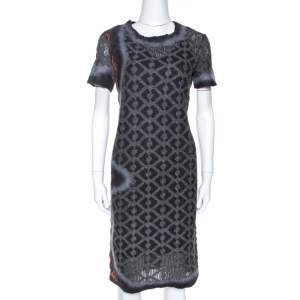 Missoni Grey Abstract Patterned Eyelet Knit Shift Dress S