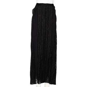 Missoni Black Lurex Knit Sheer Pleated Detail Maxi Skirt M