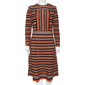 مملوكة مسبقًا M Missoni Multicolored Patterned Knit Long Sleeve Dress L