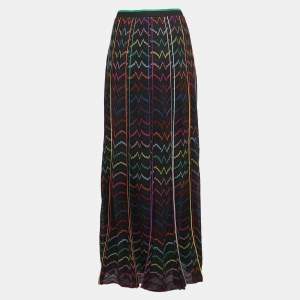 Pre Owned Missoni Multicolor Chevron Patterned Knit Maxi Skirt L