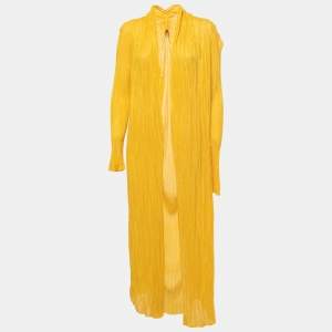 Missoni Yellow Ribbed Knit Open Long Cardigan XL