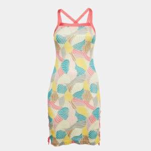 Pre Owned فستان ميزوني سبورت وردي مزين بنمط تريكو ورباط مقاس صغير (سمول)