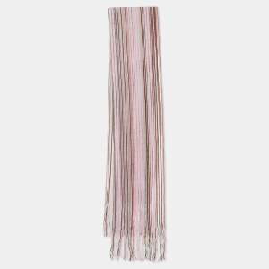 Missoni Pink Striped Lurex & Wool Fringed Stole 