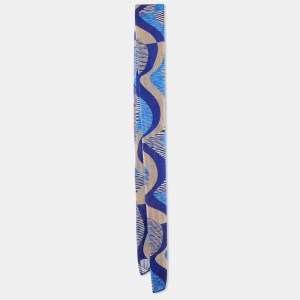 Missoni Blue Wavy Pattern Lurex Wool Stole 
