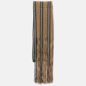 Missoni Beige Lurex Open Knit Fringed Stole