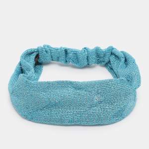 مملوكة مسبقًا Missoni Metallic Blue Knotted Crochet Knit Headband