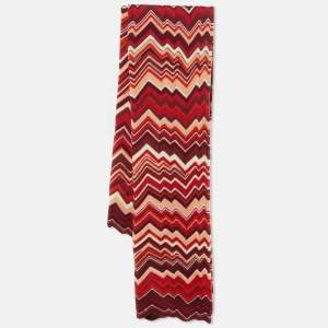 Pre Owned Missoni Multicolor Chevron Patterned Cotton Knit Scarf