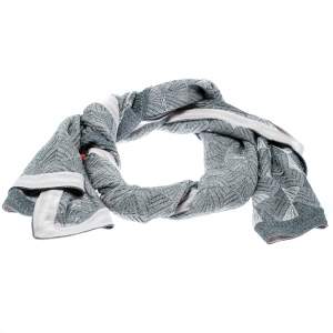 Pre Owned Missoni Grey and Pink Lurex Perforated Knit Stole