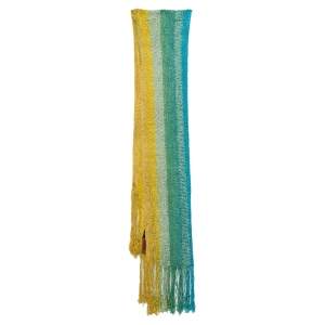 Pre Owned Missoni Multicolor Ombre Open Knit Fringed Stole